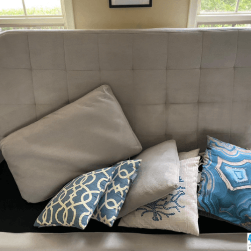 The same bench cushion clean after treatment