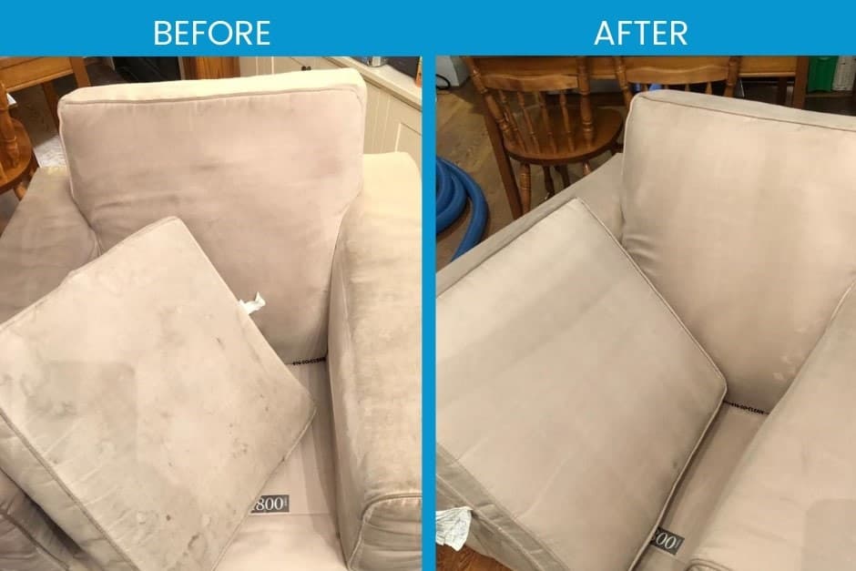 Armchair before and after upholstery cleaning