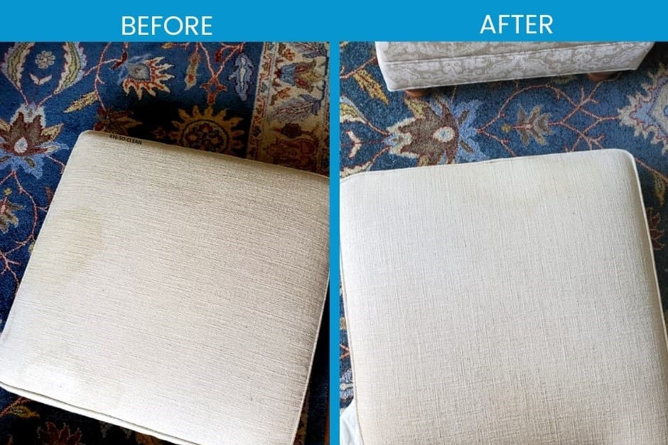 Dining chair seat before and after cleaning